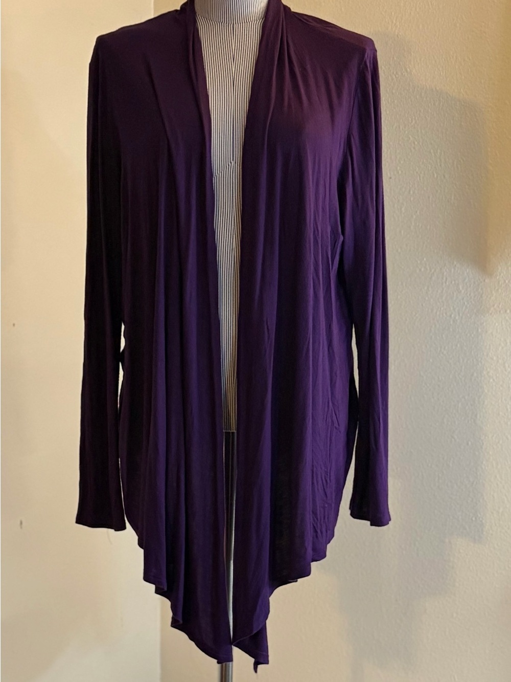 Open-Front Purple Draped Cardigan for Women